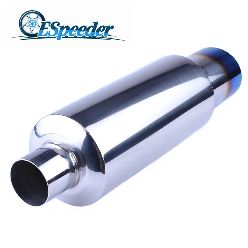 

Car Universal Fit Muffler Exhaust Polished Stainless Steel w/burnt tip and Silencer 2.0 "inlet to 3"outlet Exhaust tip Muffler