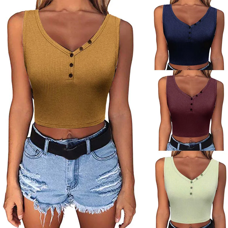 

2019 New Women Summer Tank Top Solid Slim Sleeveless Vest Blouse Lady Boho Crop Tops Women Clothes