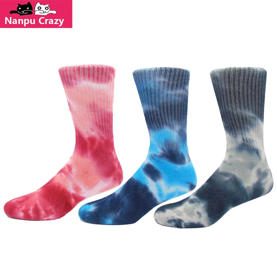 

Socks Colorful Sock with Prints Tie Dye Sport Socks Red Blue Navy Hit Color Skate Sox Anti-friction Terry Bottom Funny Meias Sox