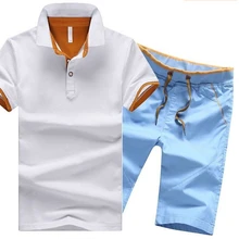 Брендовый летний спортивный костюм с коротким рукавом, мужской костюм с короткими рукавами, комплект из двух предметов