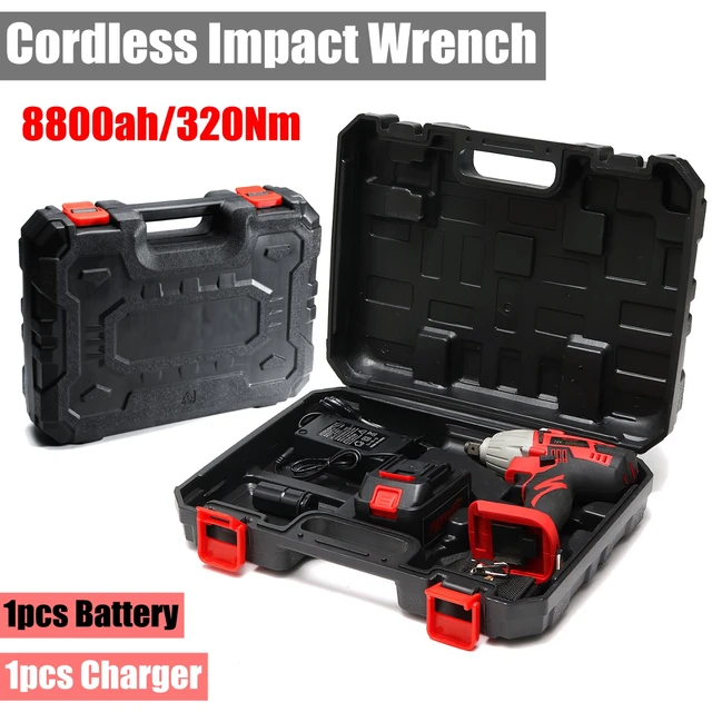 25V 8800Ah Li-ion Electric Impact Wrench 320Nm High Torque Impact Wrench Cordless 1/2 Batteries 1 Charger Power Tool