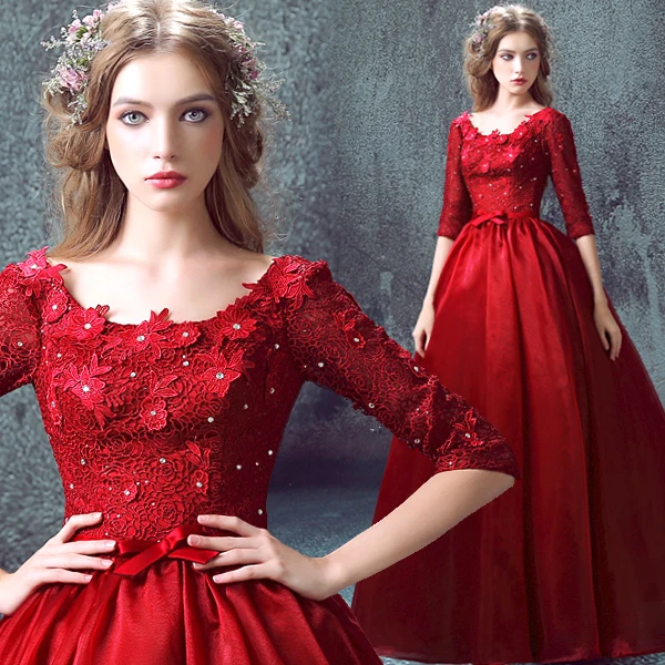 

vestido de festa longo half sleeve new hot sexy red lace long Evening Dress 2015 fashion organza prom dresses crystal Formal