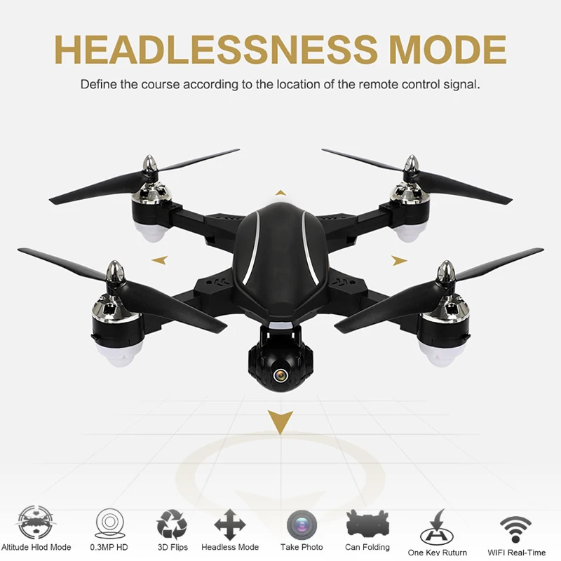 

Intelligent RC Drone Stable Gimbal WiFi Real-Time Auto-Follow GPS Dual - Mode Positioning 720P HD Wide Angle Camera Quadcopter