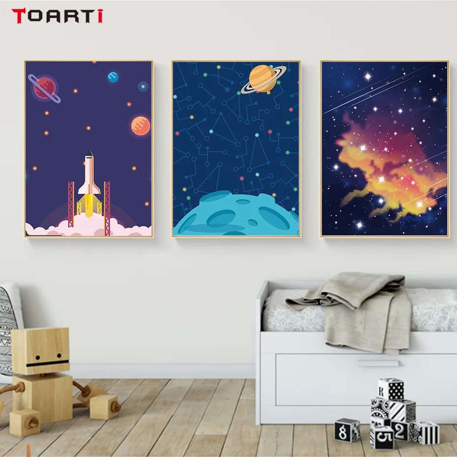 

Universe Planet Space Landscape Poster And Print Canvas Art Painting Abastract Starry Sky Wall Pictures For Kids Room Home Decor
