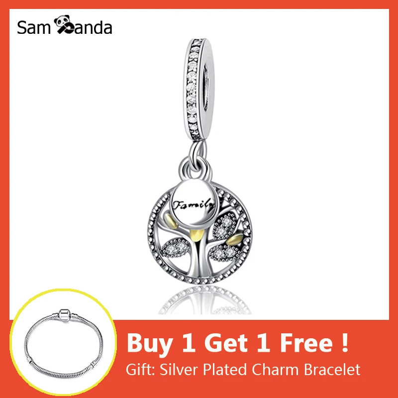 

Original 100% 925 Sterling Silver Charm Bead Family Heritage Pendant Charms Tree of Life Fit Pandora Bracelets Women DIY Jewelry