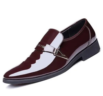 

2020 Luxury brand PU Leather Office Fashion Men Business Loafers Pointy Black formal Shoes Oxford Breathable Wedding dress Shoes