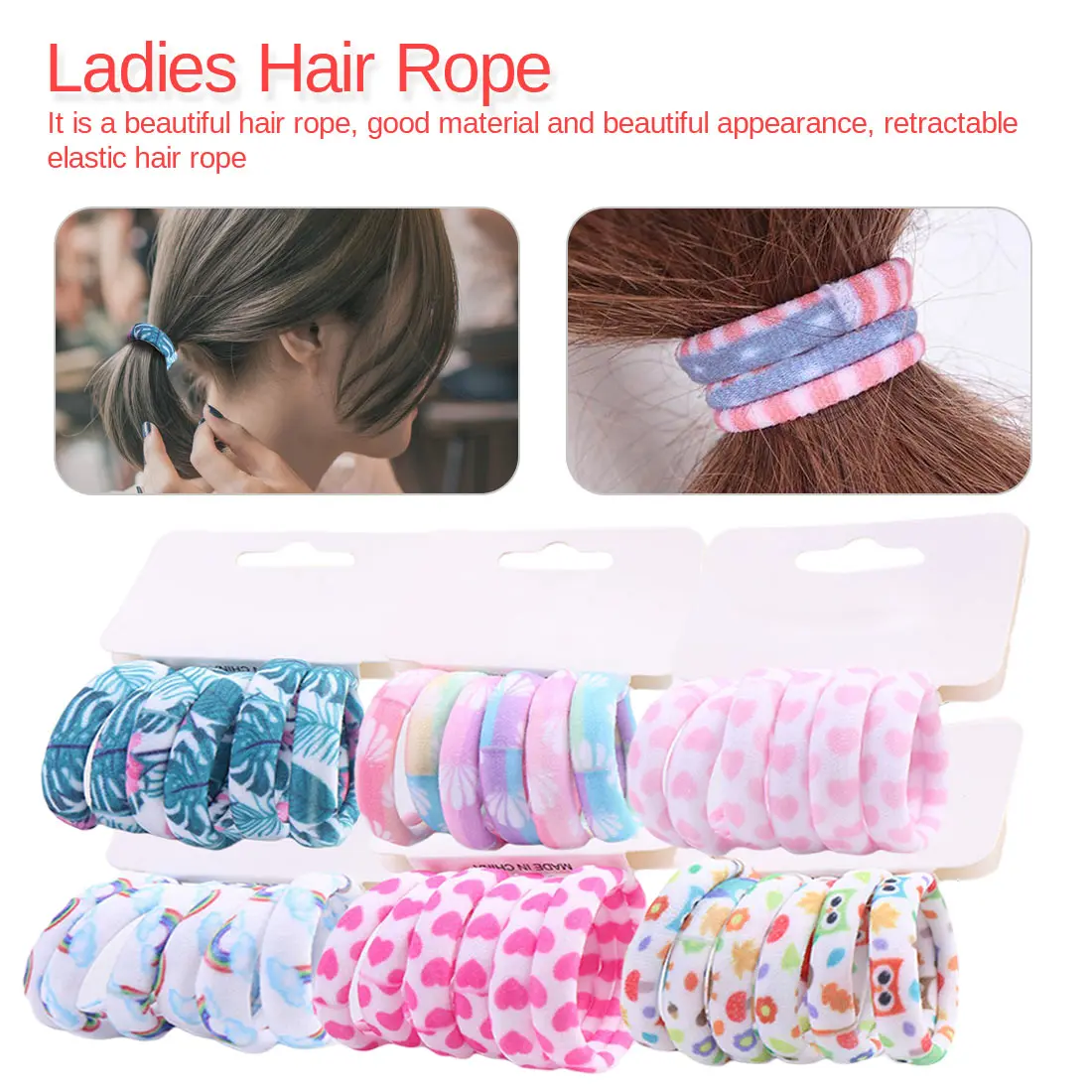 

Fashion 6PCS/Lot Girls Cute Color Hair Band Pink Print Dot Lovely Elastic Headband Good Quality Hair Holder Tie Gum