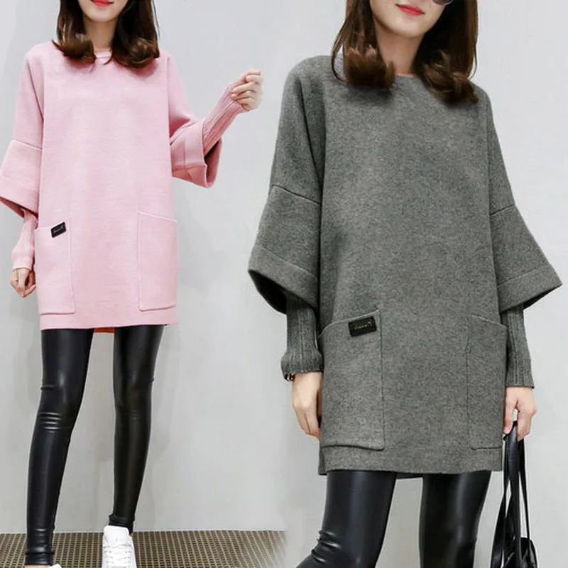 HOT Women Fake Two Pieces Sweatershirt Winter Autumn Thick Tops Loose Pullover Plus Size 19ING | Женская одежда