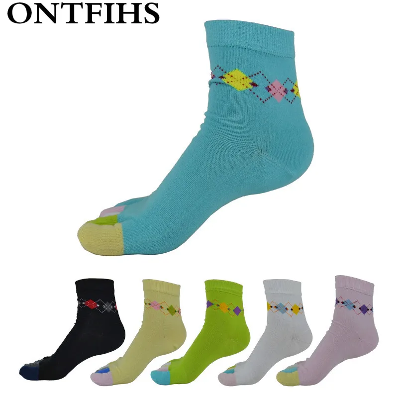 3 Pairs ONTFIHS Casual Colorful Women Toe Socks Female Breathable