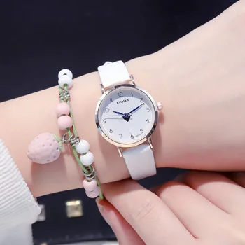 

Woman's watch with heart blue pointer women fashion quartz watches 2019 casual small white leather clock ladies wristwatches