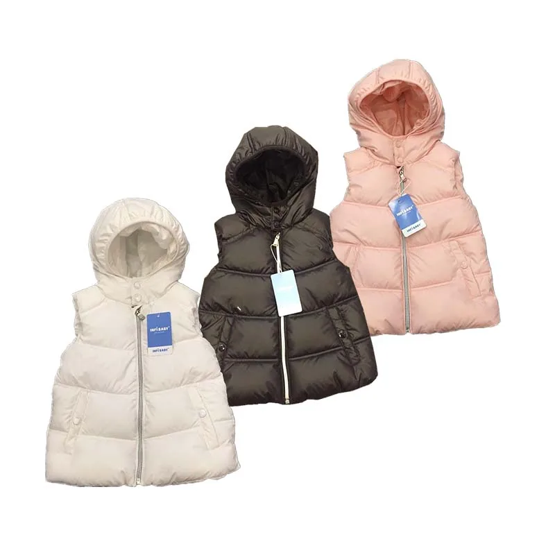 

baby Outerwear Winter Jackets Coats Double Casual Style Unisex Hooded Children's Fur Vests Cotton Solid color Hooded Vest