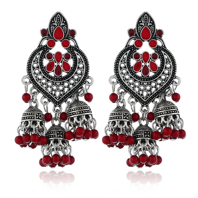 Ретро Индийский Болливуд кундан Jhumka Jhumki Висячие серьги цыганские модные ювелирные изделия - Окраска металла: 2