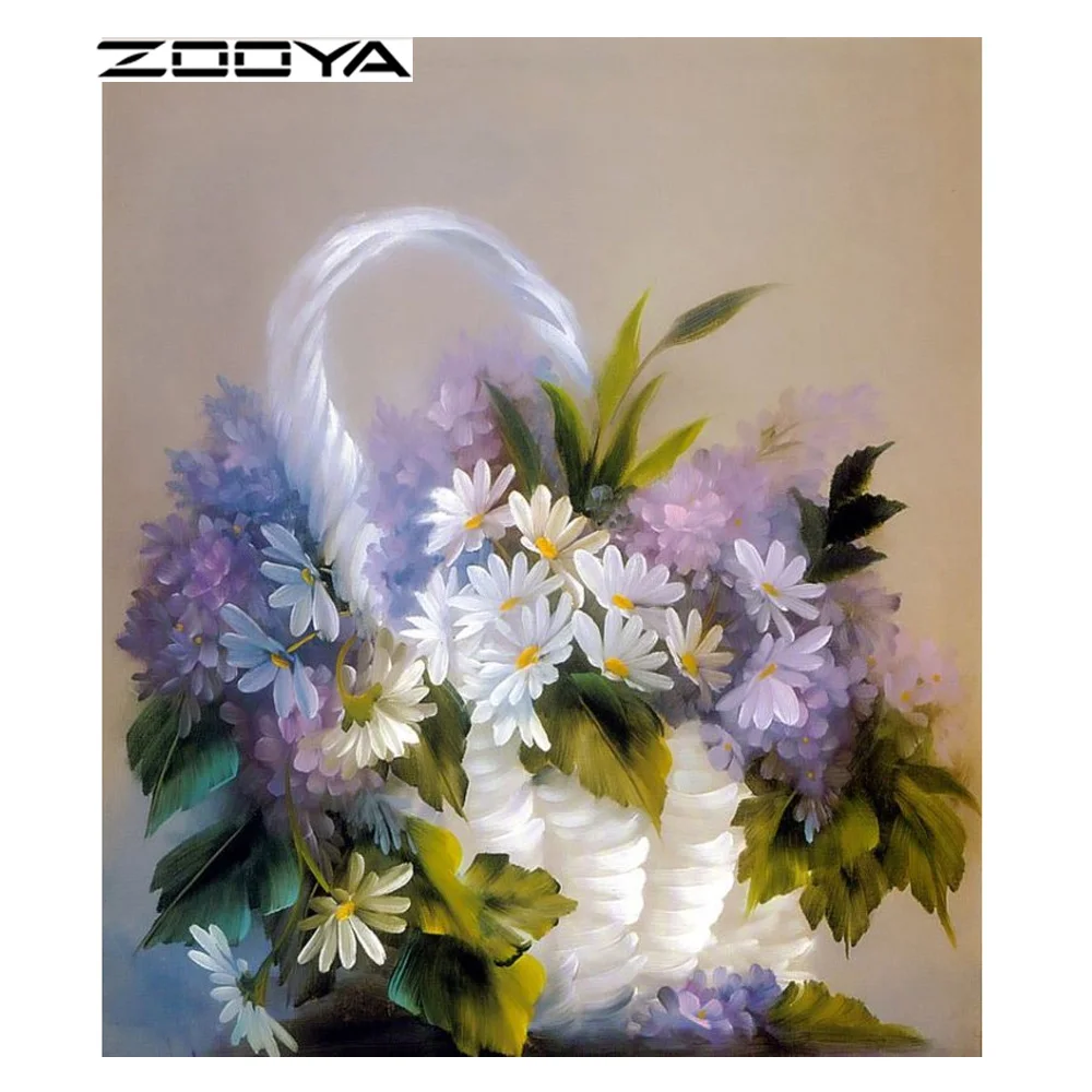 ZOOYA алмазная живопись вышивка цветы корзины узор стразы Набор алмазной мозаики 3D
