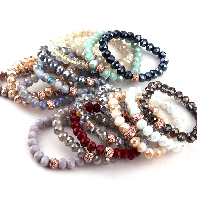 Free Shipping Energy Bracelets Made Fashion Beautiful 10mm Mix Color Glass Bracelet 10pc different color/lot