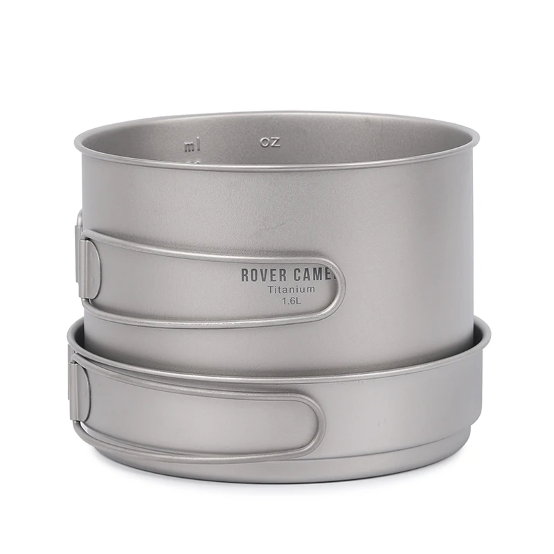 Rover Camel 1600 MLTitanium olla + 500 ML Pan ultraligero al aire libre utensilios Camping Picnic olla con plegado mango largo