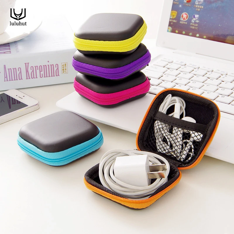 luluhut hard storage box case for earphones headphone carry storage bag for ear buds usb cable organizer SD card small box