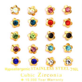

LUXUKISSKIDS Brand New One Card 10 Pairs Mix Color Clear Crystal Flower Stud Earrings for Woman Gift Wholesale