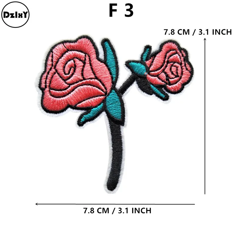 1 шт. вышитая розой железная нашивка для одежды DIY полосатая одежда Лоскутная наклейка пользовательские Цветы аппликация@ Z - Цвет: 1-PCS-F-3