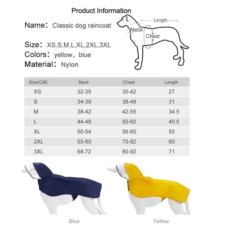 Дождевик для собак, водонепроницаемая одежда для маленьких и больших собак, комбинезон, дождевик, комбинезоны с капюшоном, одежда-накидка, легкая Прямая поставка