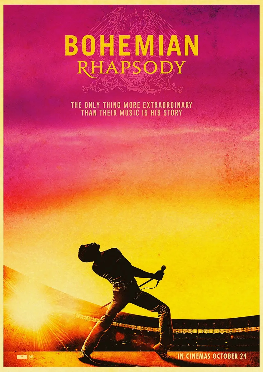 Винтажный богемный Rhapsody Фредди Меркури Queen 2018 музыкальный кинопостер крафт