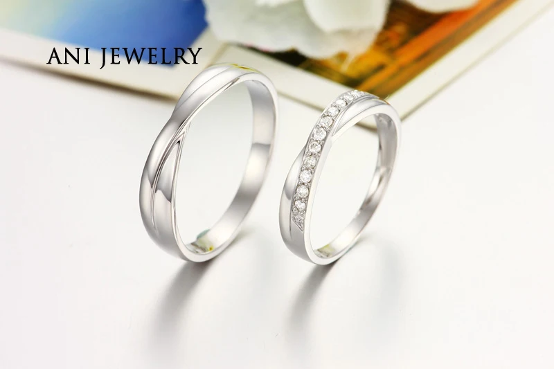ANI 18 К розовое золото(AU750) обручение кольца натуральный Сертифицированный I-J/SI 0,12 КТ круглой огранки обручальное пару кольцо для влюбленных