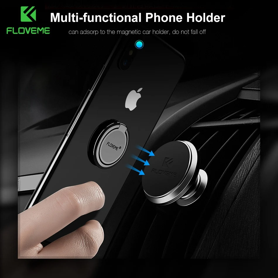 FLOVEME Magnetic Finger Ring Holder For Samsung Galaxy S9 S8 Universal 360 Rotate Desk Stand Holders For iPhone X 8 7 6S 6 5s 5
