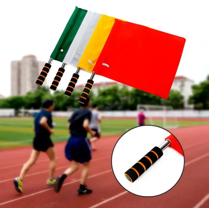

Command Signal Flags Athletic Handheld Flags Stainless Steel Referee Flag Track And Field Signal Flag red yellow green blue