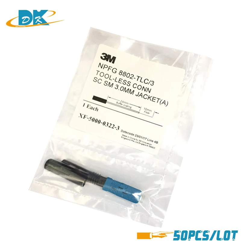 

50pcs/lot Original 3M8802-TLC/3 Fiber Optic Singlemode SC Fast Connector lc fiber optic fast connector SC quick connector