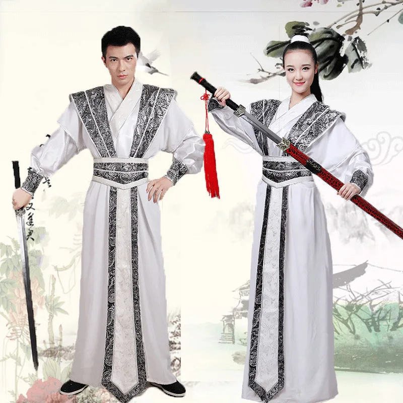 Hanfu мужской сценический костюм, костюм фехтовальщика Тан, одежда для женщин и мужчин, традиционный халат в китайском стиле, костюмы для выступлений