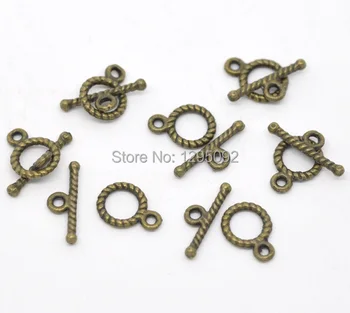 

200Sets Bronze Tone Screw Thread Toggle Clasps Fit Bracelets Necklaces Jewelry Making Charms Component Wholesale 11x9mm
