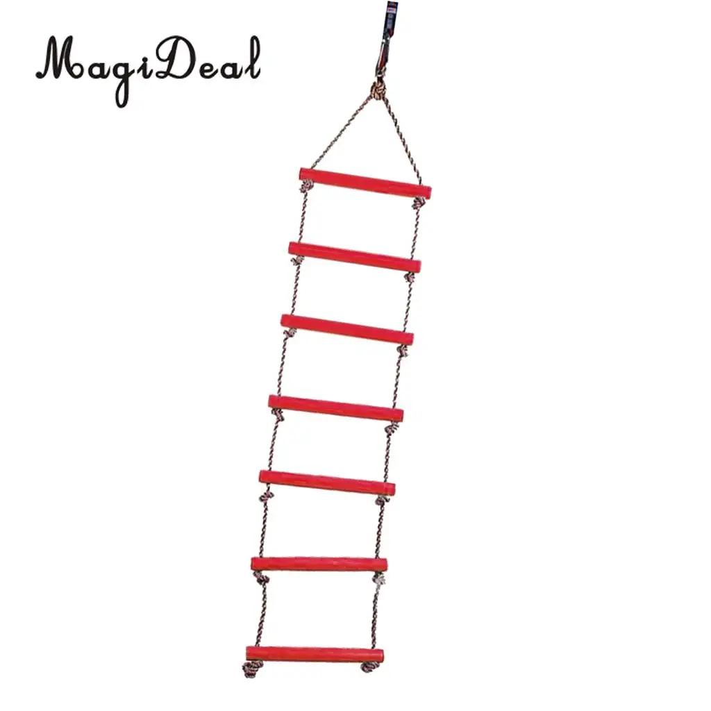 MagiDeal Safe Kids Indoor Outdoor Playhouse 6 Rungs Rope Climbing Ladder Play Sport Fun Toy for Garden Treehouse 120KG 2Colors