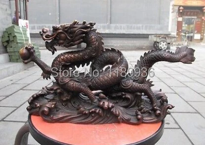 

Chinese Classic Red Bronze Fly Dragon Play Bead Royal Rare decoration statue
