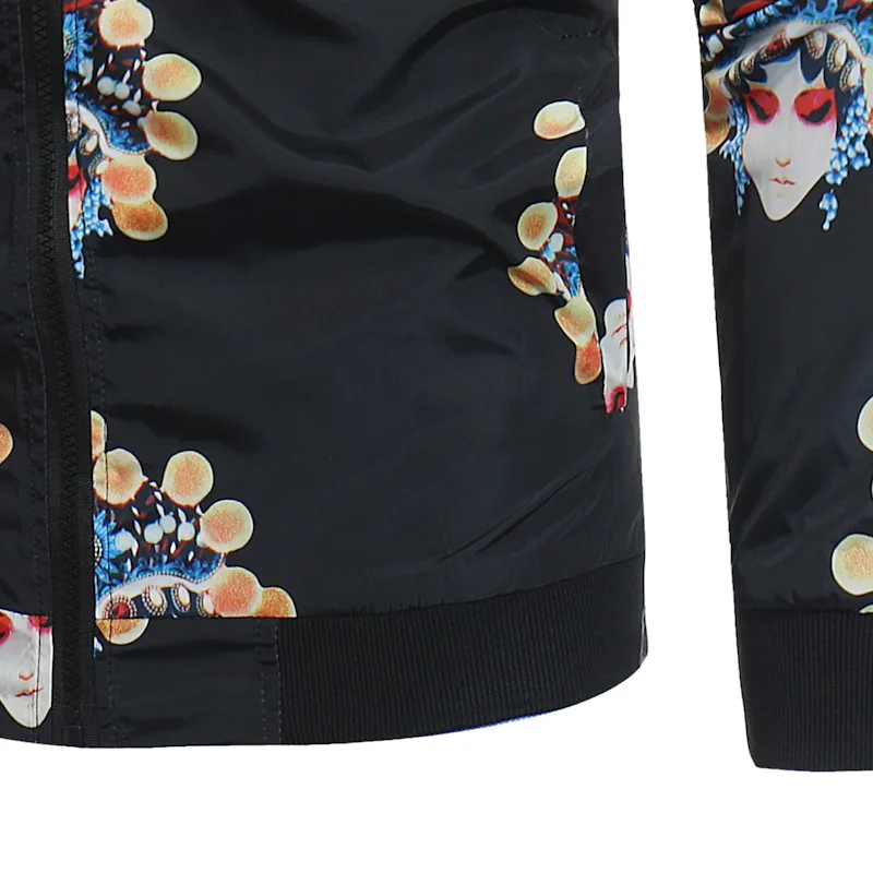 2019 Autumn Long Sleeve Men Jacket Chinese style Cartoon Printing Mens Casual Slim Fit Stand Collar Mens Jacket Coat 2019 Autumn Long Sleeve Men Jacket Chinese style Cartoon Printing Mens Casual Slim Fit Stand Collar Mens Jacket Coat