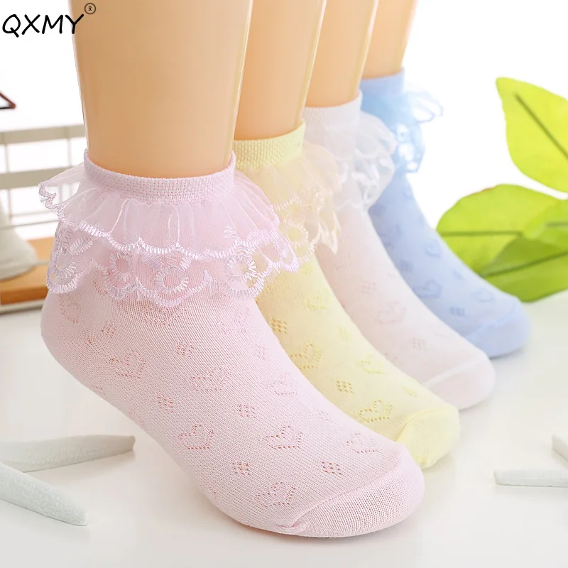 4 pcs/lot baby girls socks summer autumn lace mesh baby girls short