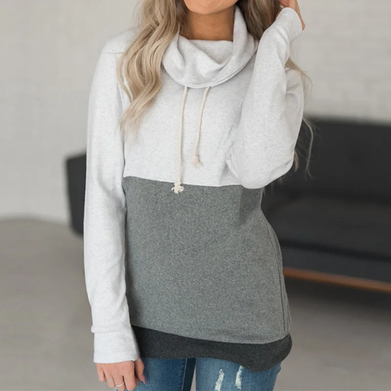 

Cotton Drawstring Patchwork Long Sleeve Hoodies Sweatshirts Casual Loose Top Pullovers Hoodies Sweatshirts 2019 Fashion Harajuku