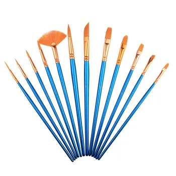 

12 pcs/Set high-grade nylon wool brush paintbrush tongue peak row acrylic paints oil paint brush Set Drawing Art Supplies