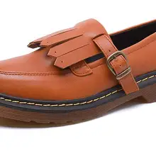 Броги женская обувь с бахромой на плоской подошве ремень с застежкой Дамская обувь консервативный Стиль Женская обувь британский стиль женские криперы Zapato Mujer