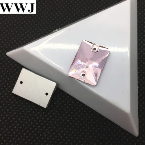 8x10,10x14,13x18,18x25 мм, все размеры, цветные стеклянные кристаллы прямоугольной формы, пришитые Стразы с плоским основанием, 2hols Seewing Jewelry Beads - Цвет: pink