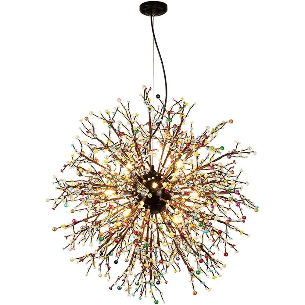 

Postmodern Star Fireworks Colorful Ball Chandeliers LED Iron Island Lighting for Living Room Cafe Dining Room