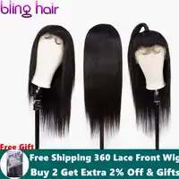 Bling Hair 4*4 Lace Front Human Hair Wigs with Baby Hair Malaysian Straight Lace Closure Wig Bleached Knots Remy Natural Color