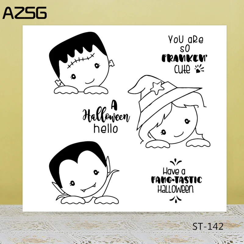 

AZSG Cartoon Style Cute Witch Devil Clear Stamps/Seal For DIY Scrapbooking/Card Making/Album Decorative Silicon Stamp Crafts