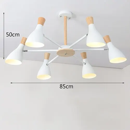 Скандинавская Простая Современная твердая древесина E27 led 220 В алюминиевая Люстра для гостиной, спальни, кабинета, креативная спальня - Цвет корпуса: White   6 lights