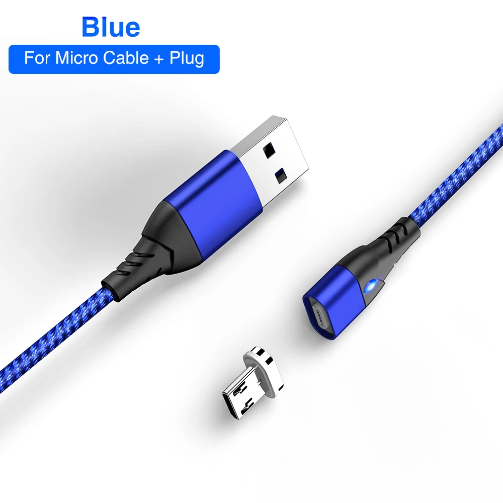 Kisscase Магнитный Micro usb type-C кабель для быстрой зарядки для iPhone samsung Быстрый USB кабель для синхронизации данных адаптер для зарядного устройства - Цвет: Blue line For micro