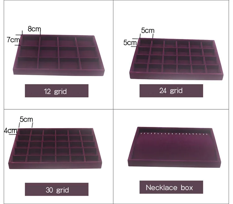 350*240*30 мм фиолетовый цвет упаковки ювелирных изделий дисплей подносы мягкий бархат кулон ювелирные изделия серьги ожерелье кулон браслет лоток