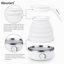 Folding Travel Electric Kettle Small Volume Silicone Home Water Boiler Camping Portable Kettle With Universal Plug Adaptor