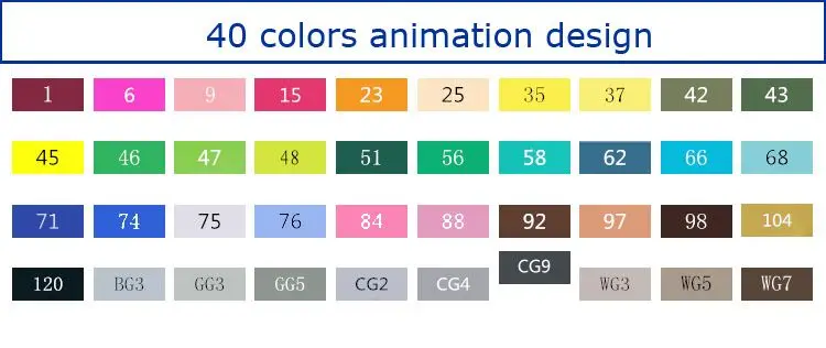 TouchFIVE 80 цветов Рисование маркер ручка кисть анимация набор маркеров для эскизов для художника манга графическое спиртовой маркер поставки - Цвет: T5 Animation 40