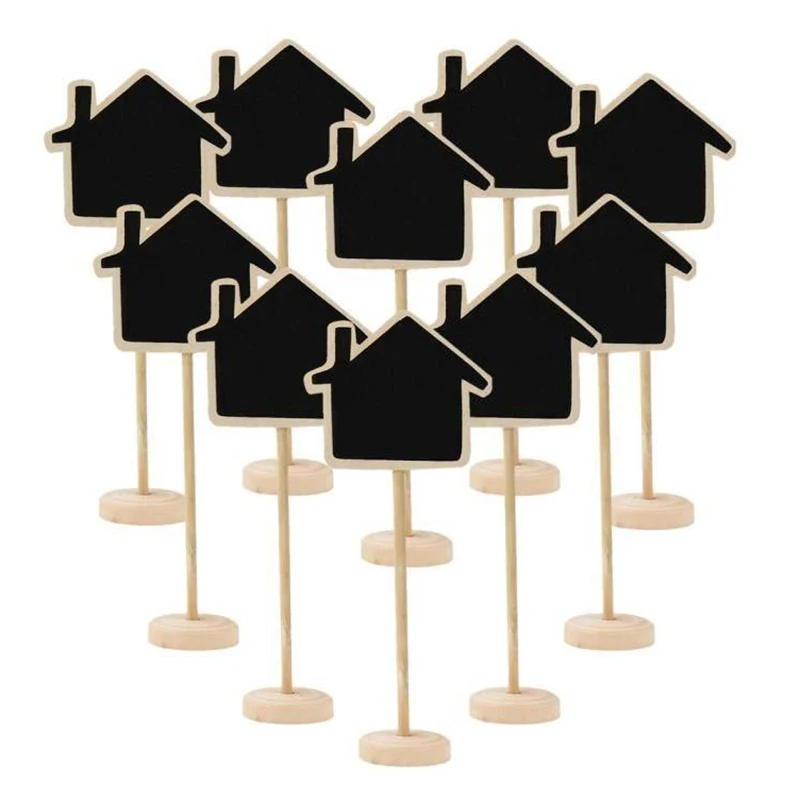 

10 Pieces Mini Hanging Blackboard in Wood Message board Wooden Table Decoration board Notes board Wedding and Party Decor-Hous