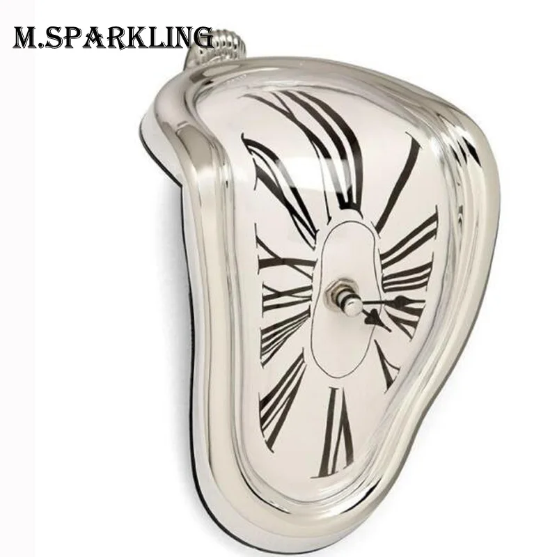 

M.Sparkling Creative Novelty Salvador Style Shelf Wall Clock Irregular Warp Melting Clock Family Friend's Gift Home Decoration