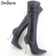 Sorbern/Женская обувь; распродажа; сапоги до колена на высоком каблуке с острым носком и металлическими шпильками; женская обувь; большие размеры; цвета на заказ