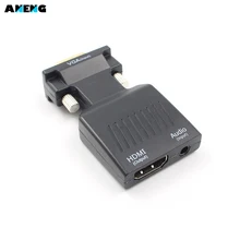One Way vgaกับHDMI 1080จุดHD AVแปลงHDTVเสียงวิดีโอเคเบิ้ลอะแดปเตอร์สำหรับเครื่องคอมพิวเตอร์แล็ปท็อปคอมพิวเตอร์ดีวีดีSTBเกมคอนโซลตรวจสอบ